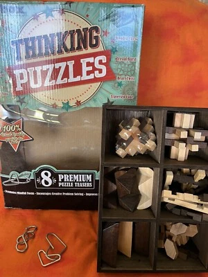 Think Box Great Brain Challenge 8 Thinking Puzzles With Wooden Storage Case - Изображение 1 из 4