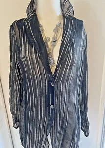 JACKET BY Per Se By Carlisle Women Black Jacket WITH WHITE STRIPE 4 NWOT - Picture 1 of 8