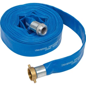 Apache 1-1/2" x 50' PVC Lay Flat Discharge Hose w/ M x F Aluminum Short Shanks - Picture 1 of 1