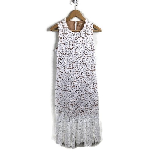 Abito Collezione Michael Kors 8 Bianco Pizzo Nudo Sirena Matrimonio Sposa Donna