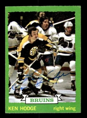 KEN HODGE SIGNED 1973-74 TOPPS #133 BOSTON BRUINS ON-CARD AUTO - Image 1 of 2