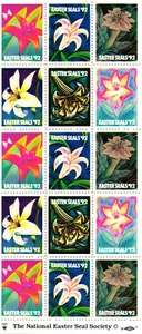 The National Easter Seal Society 1992 Floral Stamps 1 Sheet - 15 Stamps - Picture 1 of 6