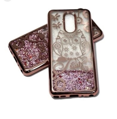 For LG Stylo 3  - Rose Gold Owl Flower Pink Glitter Stars Liquid Skin Case Cover - Image 1 of 4