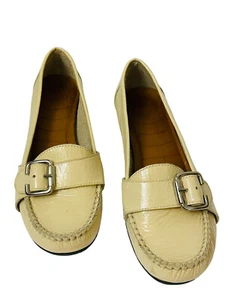 Nurture Cream Ivory Patent Leather Slip On Loafers With Buckles Size 7 - Picture 1 of 8