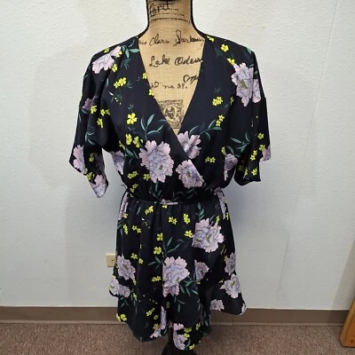 Cupcakes & Cashmere Wrap Dress Lightweight Half Sleeve Black Women's Size M — 第 1/4 张图片