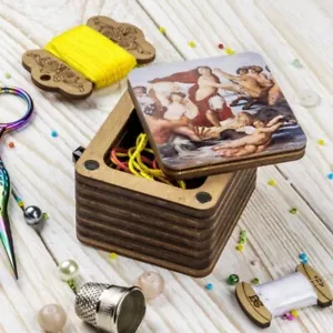 Caja de agujas de madera contrachapada organizador de hilo/hilo/cuentas caja de almacenamiento de agujas - Imagen 1 de 4