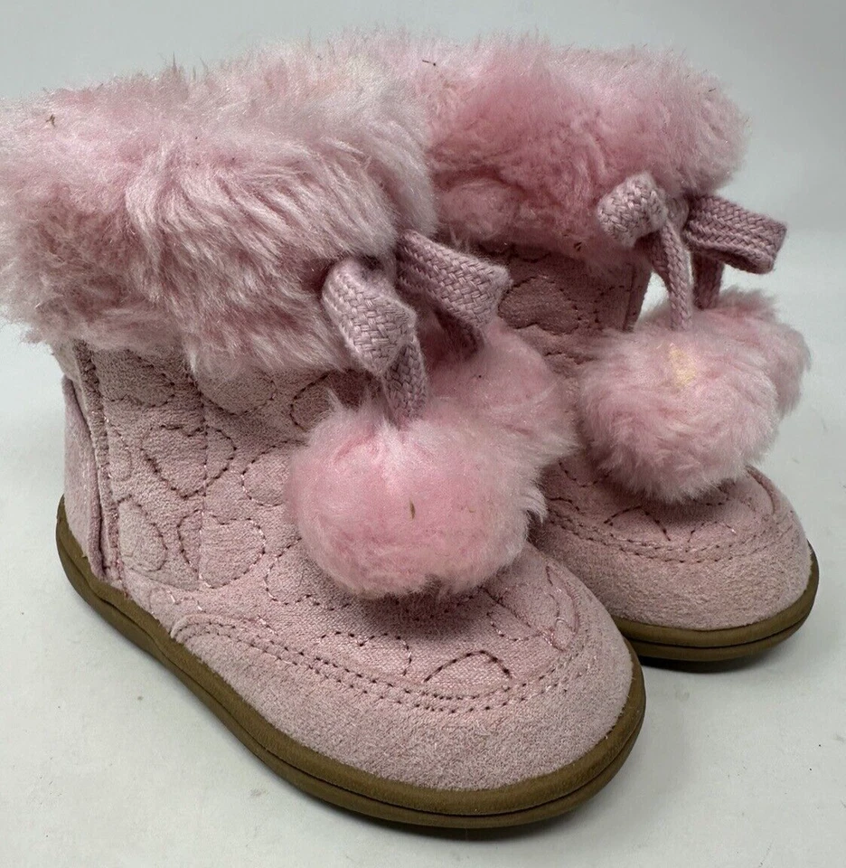 Ребенок ясельного возраста девочек размер 5 ботинки розовый искусственной замши искусственного меха - Изображение 1 из 4