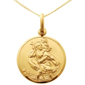 9ct Gold St Christopher Pendant Necklace with 18" chain and gift box - Picture 1 of 5