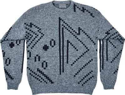 Suéter Tejido Le Tigre Años 80 De Colección Cuello Redondo Gráfico Geométrico Para Hombre M L Retro Foto 1 de 4
