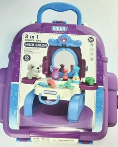 BOWA 3 IN 1 School Bag HAIR SALON 16 PC. Play Set - Picture 1 of 2