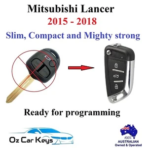 Suits MITSUBISHI LANCER COMPLETE REMOTE FLIP KEY FOB 2015 2016 2017 2018 - Picture 1 of 14