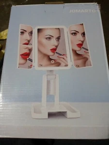 Dreifach faltbarer Make-up-Spiegel mit dimmbaren LED-Leuchten, Lupen, USB oder Akku Pwr. - Bild 1 von 5