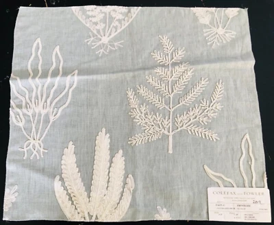 COLEFAX & FOWLER Frensham in Old Blue 16 x 18" Embroidered Fabric Sample - Image 1 of 3