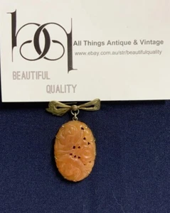 Fabulous 1900’s Art Nouveau Australia Carved Carnelian & Gilded Silver Brooch - Bild 1 von 8