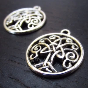 Dijes Celtic Tree of Life 24 mm antiguos chapados en plata C0831 - 10, 20 o 50 piezas - Imagen 1 de 3