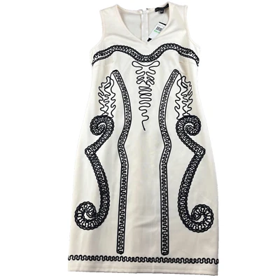 Vestido Vaina Spenser Jeremy Mujer 8 Beige Floral Bordado Sin Mangas Cremallera Trasera Foto 1 de 4