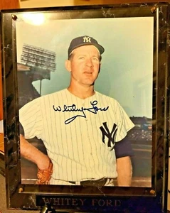 *WHITEY FORD*  Hand Signed 8x10 Color Photo & Plaque  NEW YORK YANKEES - Picture 1 of 1