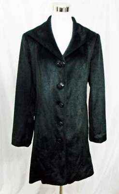 Abrigo Hot In Hollywood 3/4 Largo Terciopelo Negro Pana Chaqueta Abotonada Foto 1 de 4