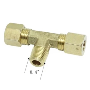 1Pcs- Brass NPT Branch Tee Fitting Adapter 1/4" Tube OD Compression x 1/8" Male - Picture 1 of 1