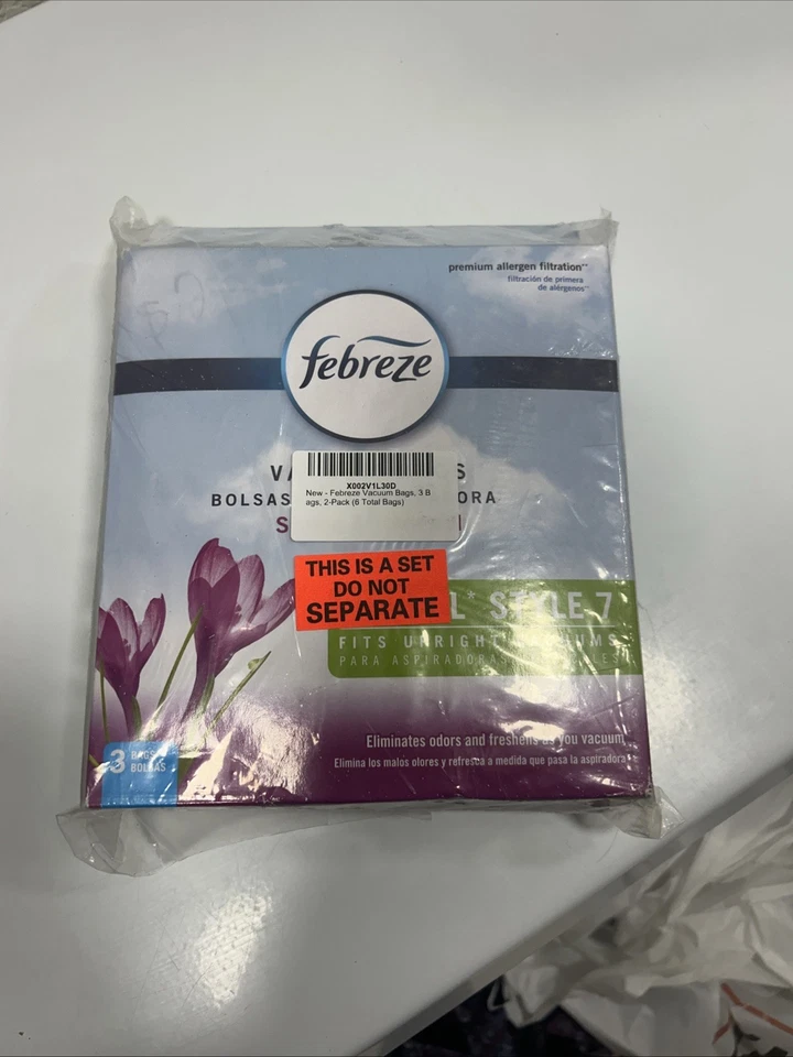 2 Boxes of 3 Febreze Vacuum Bags Bissell Style 7 Eliminates Odors-6 Bags Total  - Image 1 of 4