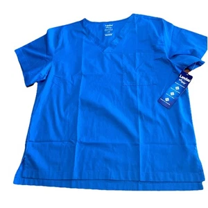 Landau V Neck All Day Scrub Top Classic Fit Size Large Royal Blue NWT Unisex - Picture 1 of 10