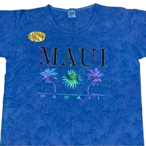 Vintage Tie Dye Maui Foil Graphic Deadstock Single Stitch T-shirt Size L - Picture 1 of 7