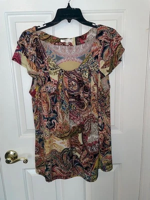 Blusa de mujer colorida con patrón paisley, manga corta de Spence, talla XL Foto 1 de 3