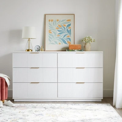 Better Homes & Gardens Lillian 6 Drawer Dresser, White - Durable