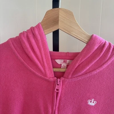Juicy Couture Girls XL (16) Pink Terry Cloth Full Zip Short Sleeve Hoodie Y2K - Image 1 of 4
