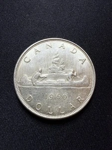 1960 Canadian Silver Dollar Coin 80% $1 - Bild 1 von 2