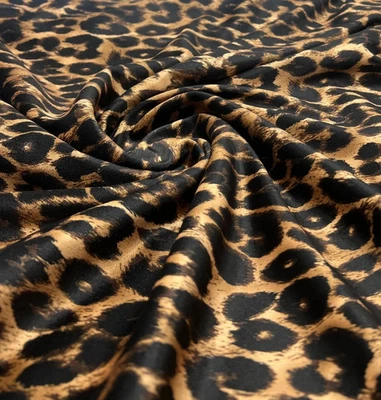 Leopard Print Brown Velour Spandex Stretch Fabric