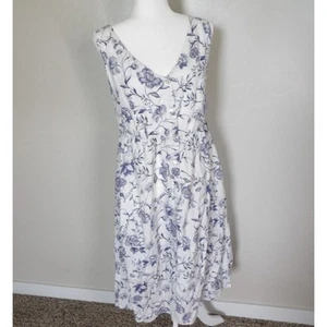Cynthia Rowley Sundress Womens Size 10 Floral Linen Midi Sleeveless Romantic - Picture 1 of 10