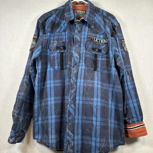 Toppe biker Affliction Premium Dark Forest manica lunga con bottoni da uomo 2XL Y2K - Foto 1 di 9