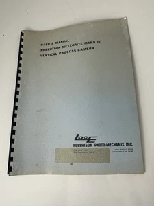 users manual robertson meterorite mark III vertical process camera 1967 - Picture 1 of 7