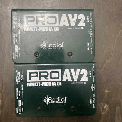 Two Radial ProAv2 PRO AV2 Passive Stereo Multimedia DI with RCA 3.5mm, XLR - Image 1 of 4