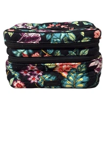 Vera Bradley Vines Floral Travel Case Cosmetics Jewelry Organizer Double Zip - Picture 1 of 5