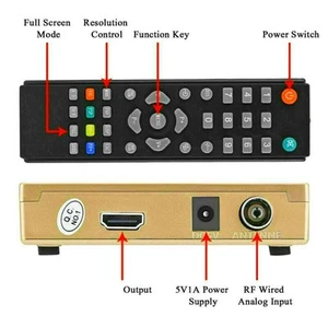 Analog TV Receiver to HDMI Converter Adapter with Remote Control Power Supply - Picture 1 of 9