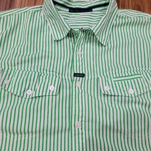 Vtg 90's Marithe Francois Girbaud Shirt Mens 2XL XXL Green White Striped Pockets - Picture 1 of 12