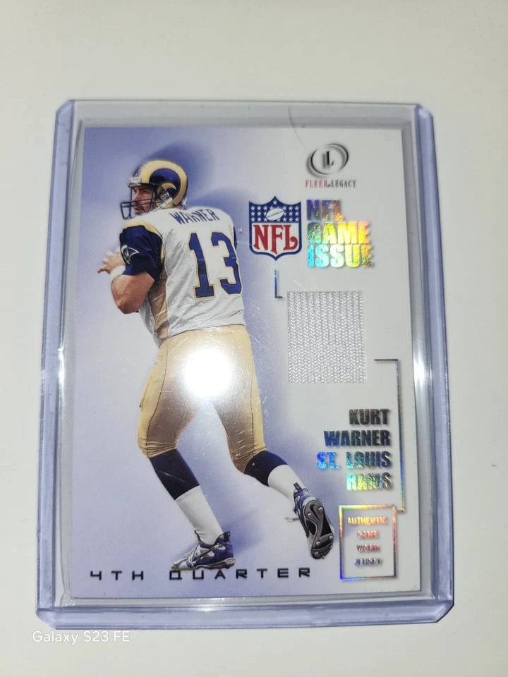 Tarjeta de reliquia de camiseta Fleer Legacy Kurt Warner 2001 edición del juego #12/25 GI-KW Foto 1 de 4