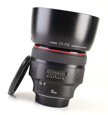 Canon EF 85mm II F1.2 L USM Autofocus Prime Lens for EOS DSLRs F&R Caps & Hood - Image 1 of 4