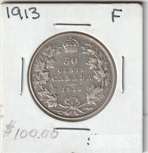 1913 Canada Fifty 50 Cents Coin - Picture 1 of 2