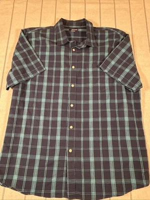 Basic Editions Mens Blue Plaid Size XL Short Sleeve Button-Up Shirt - Image 1 of 4