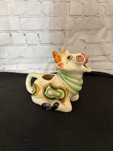 Vintage bunte handbemalte Happy Cow Keramik Milchkännchen - Bild 1 von 7