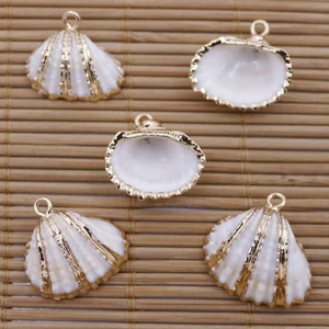 5 PIEZAS Dijes Colgante Chapado en Oro Natural Blanco Madreperla 20mm-22mm - Imagen 1 de 3