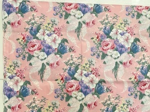 "Ramos de flores rosas de tela de algodón pulido, 1 1/2 yarda X 45"" de ancho" - Imagen 1 de 3