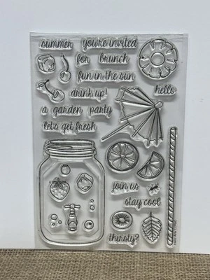 Estampillas transparentes Hero Arts - Let’s Get Fresh - Verano, tarro, bebida, paraguas Foto 1 de 3