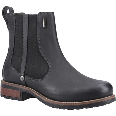 Cotswold Notgrove Leder Damen schwarz flach Chelsea Boots