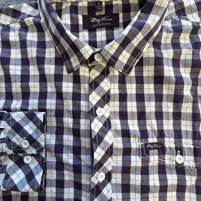 LRG Lifted Research Group Tejido Púrpura Cuadros Manga Larga Botón Algodón XL Foto 1 de 4