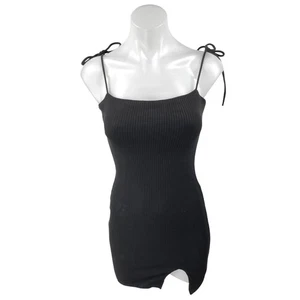 Prinzessin Polly schwarz Rippstrick ärmellos Cami Camisole Mini Pullover Tank Kleid 4 - Bild 1 von 5