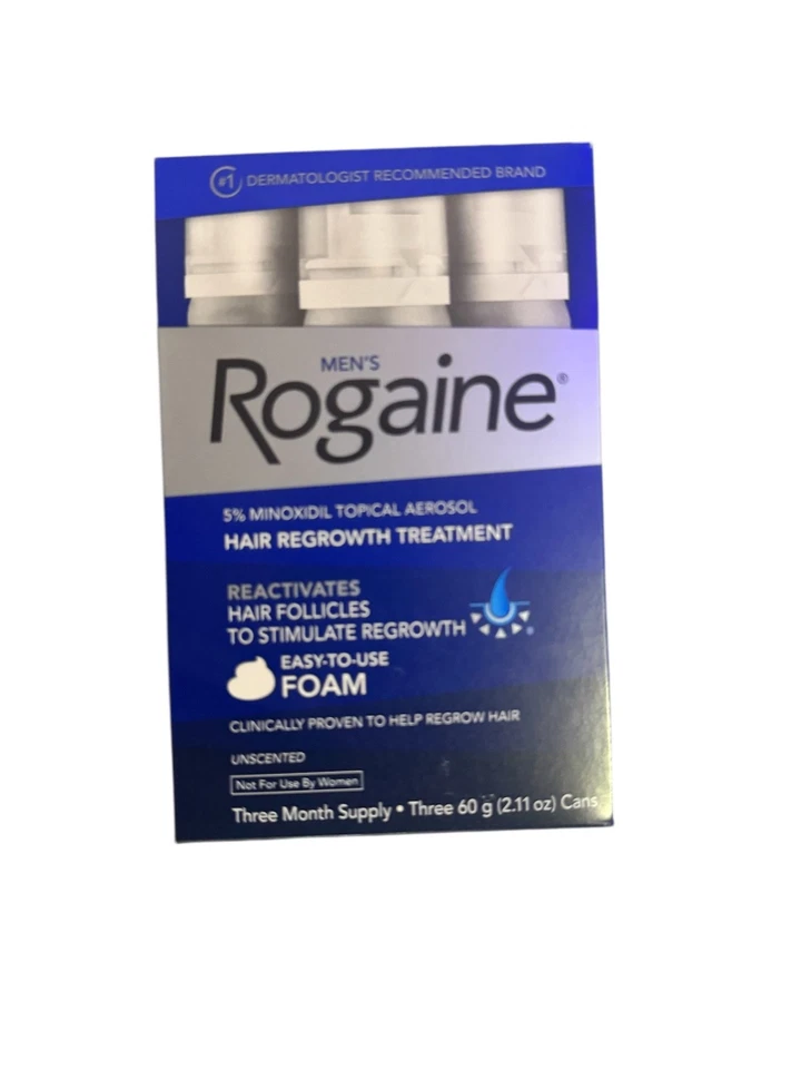 Espuma Tratamiento Regeneración Cabello Rogaine Suministro para Tres Meses 3x60ml 2.11fl Nueva 12/26 Foto 1 de 4